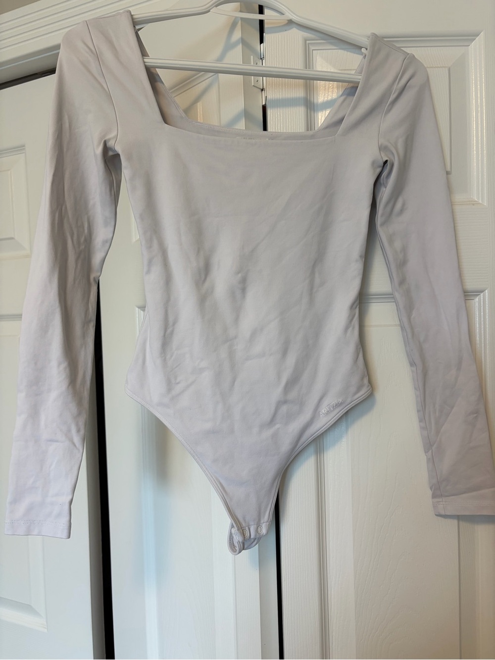 Aritzia Long Sleeve Square Neck Womens One-Piece Bodysuit in White